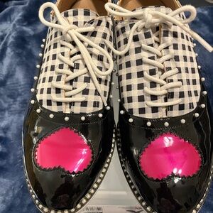 Black and White Checkered Shoes with Pink Heart Betsy Johnson for Torrid